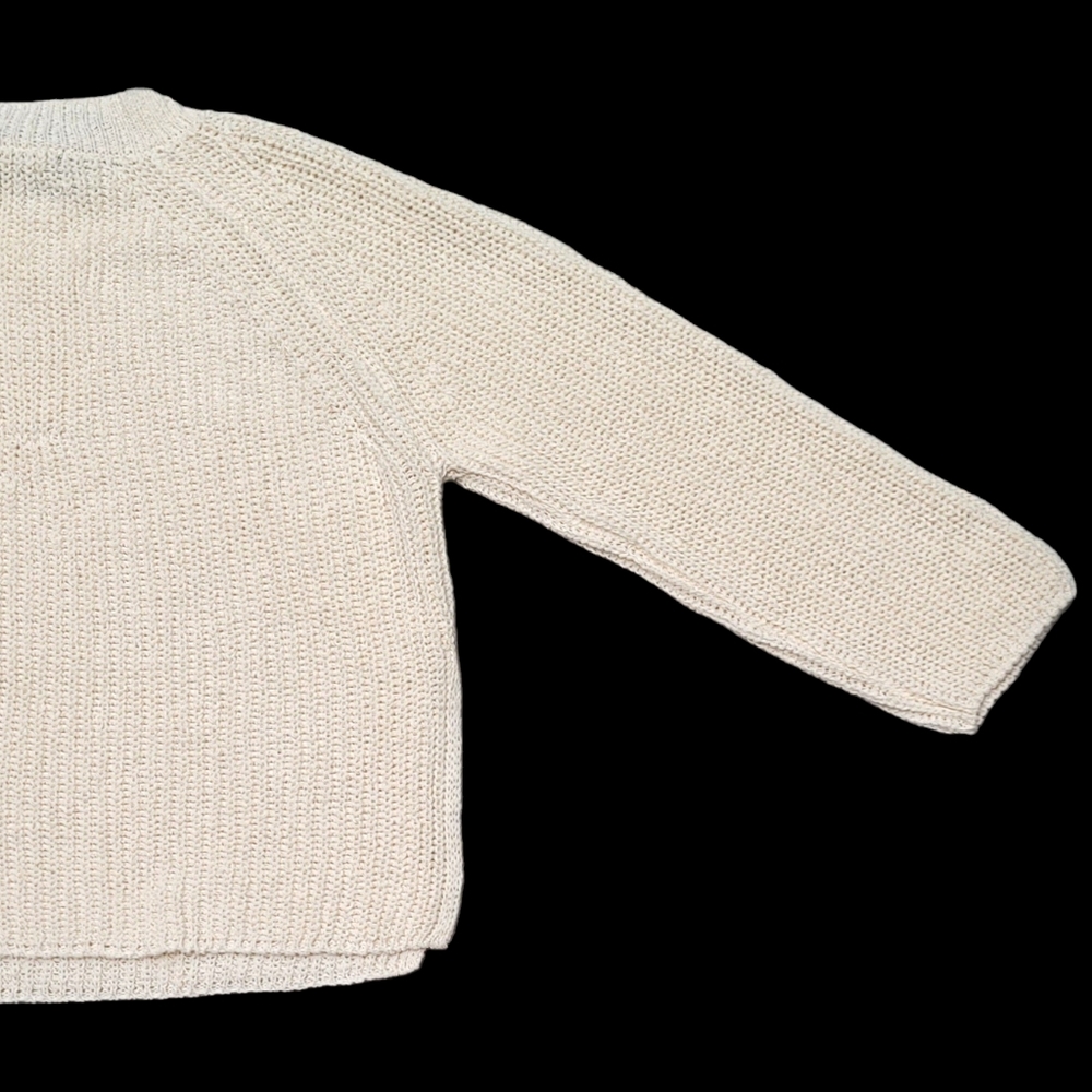 Women's Sweater MASSIMO DUTTI Purl Knit Linen & Cotton, Color Ivory, Size XS - Picture 12 of 15